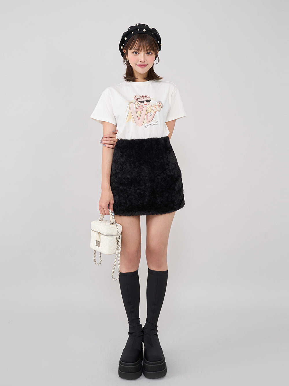 モデル：163cm（着用サイズ：S　着用カラー：BLK）