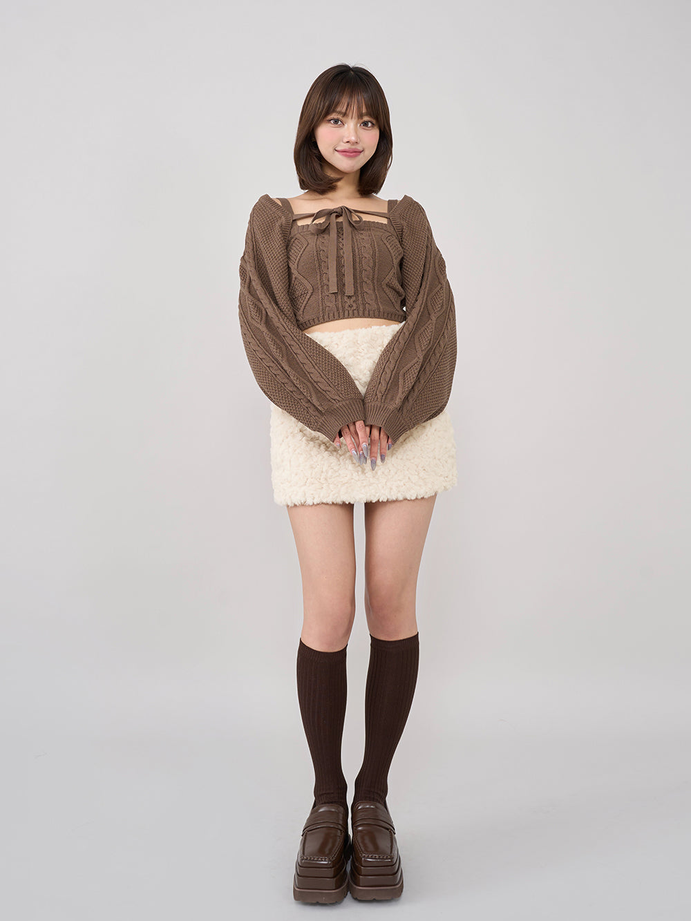 モデル：163cm（着用サイズ：FREE　着用カラー：BRN）