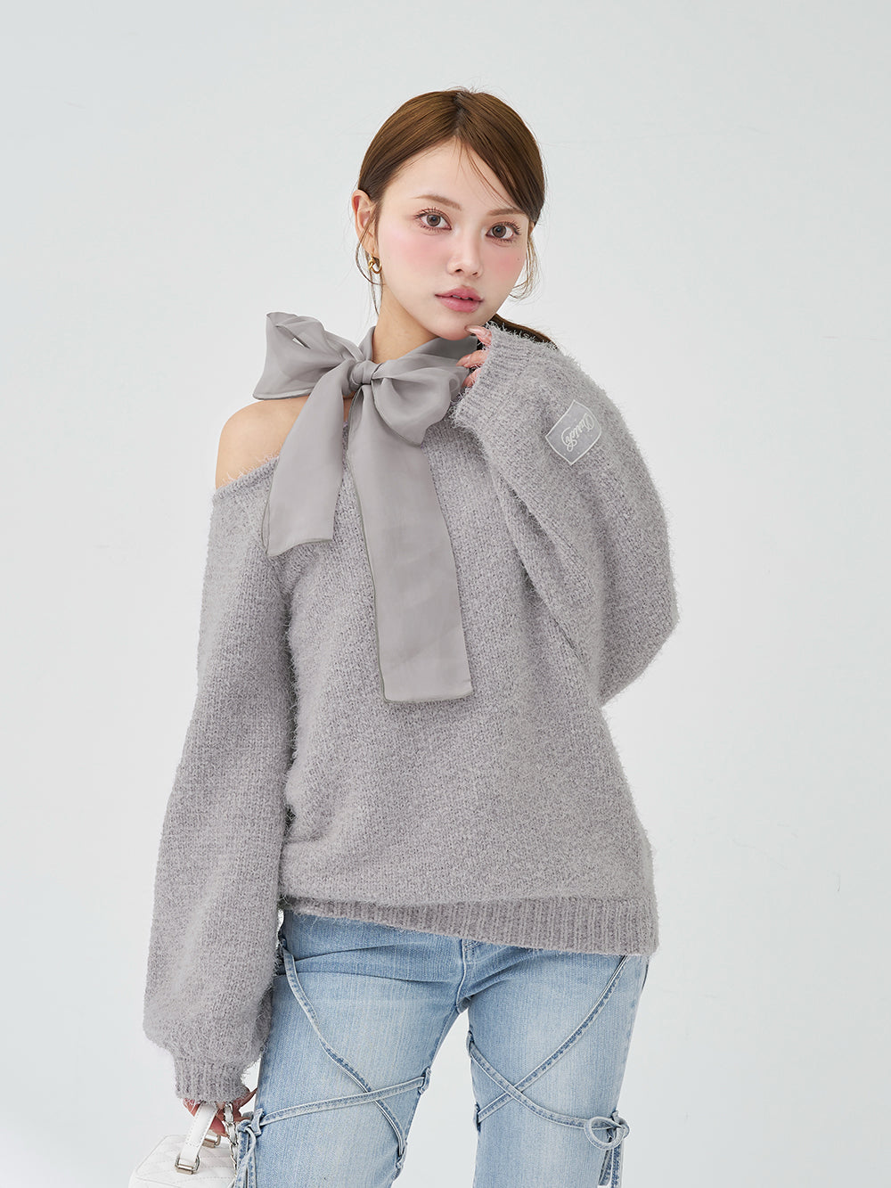 Darich ネックリボンフェザーニットトップス ネックリボンフェザーニットトップス – Darich