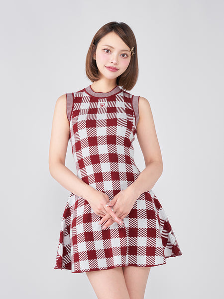 DR Logo Gingham Knit Mini Dress