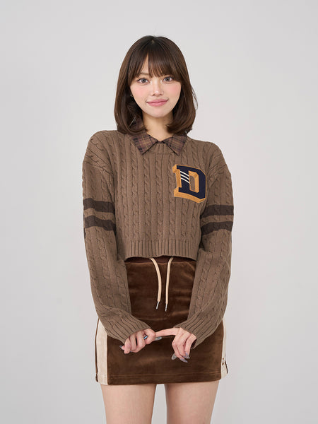 College Patch Short Knit Top