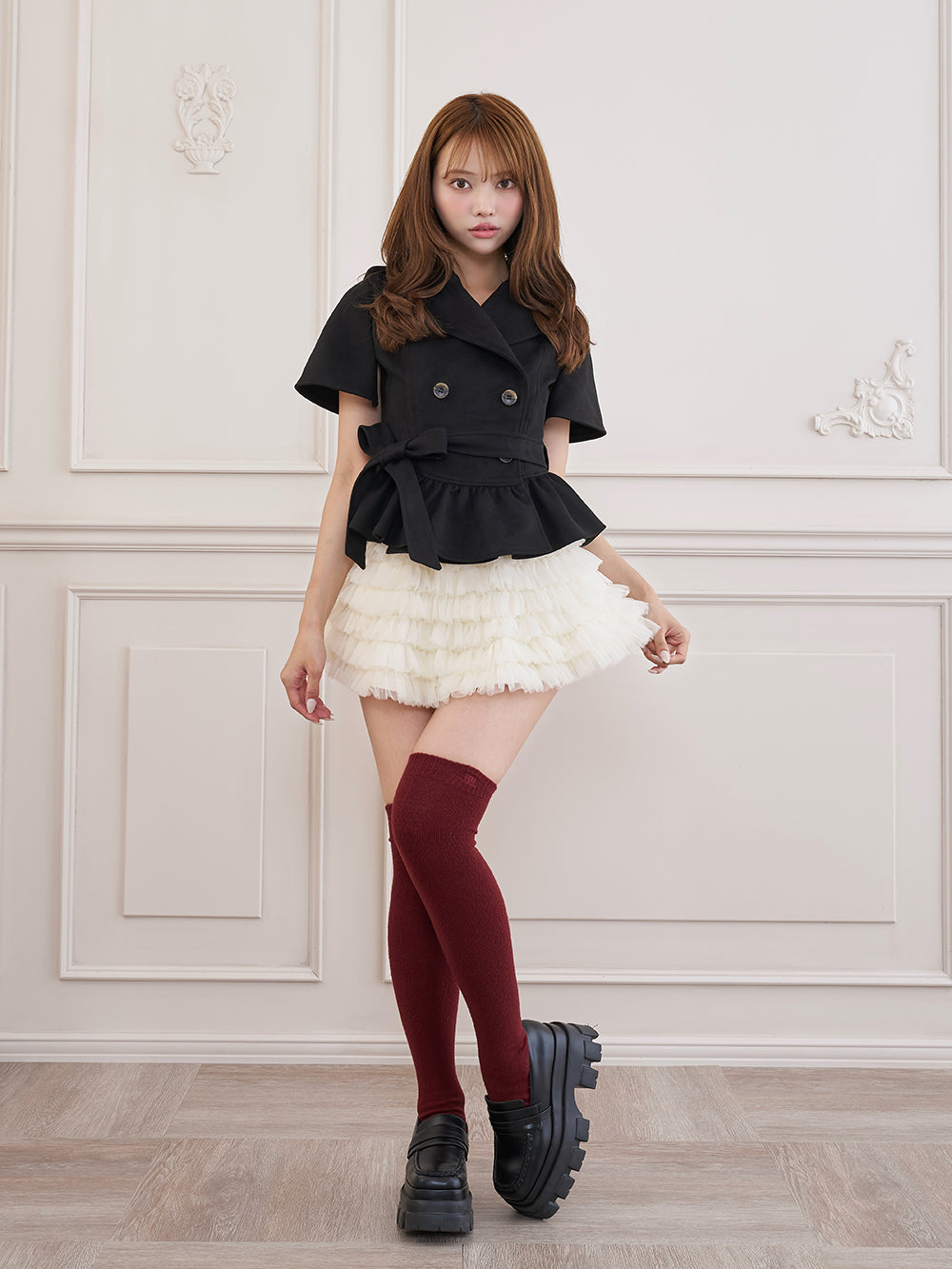 モデル：163cm（着用サイズ：FREE　着用カラー：BLK）