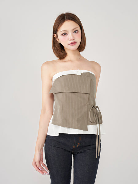 Wrap Design Shirt Bandeau Top