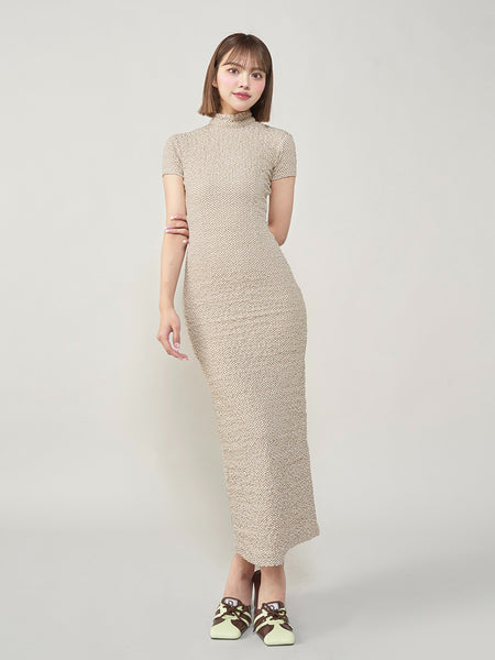 Back Open Gingham Long Dress