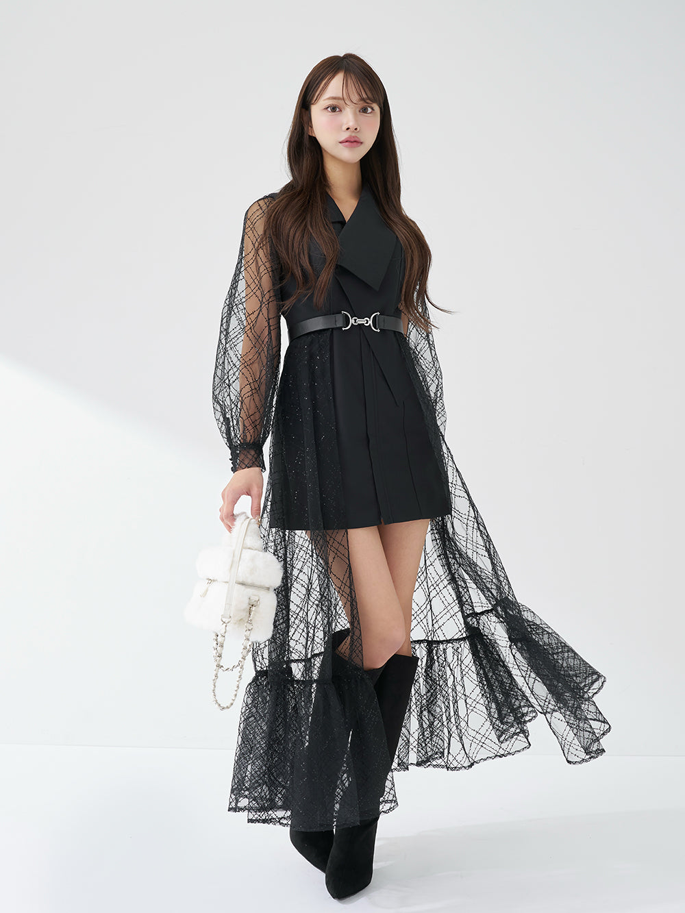 モデル：163cm（着用サイズ：FREE　着用カラー：BLK）