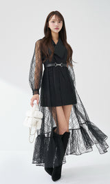 モデル：163cm（着用サイズ：FREE　着用カラー：BLK）