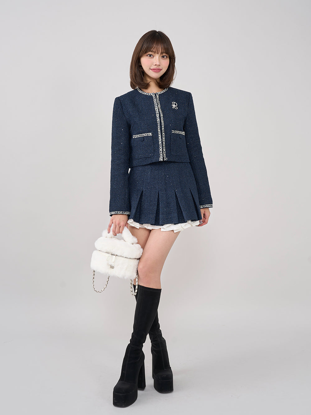 モデル：163cm（着用サイズ：S　着用カラー：NVY）
