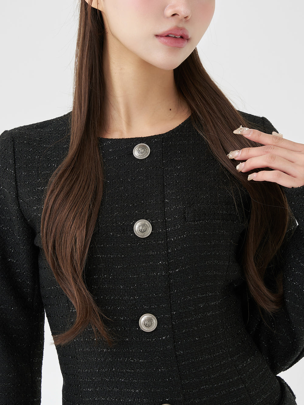 モデル：163cm（着用サイズ：FREE　着用カラー：BLK）