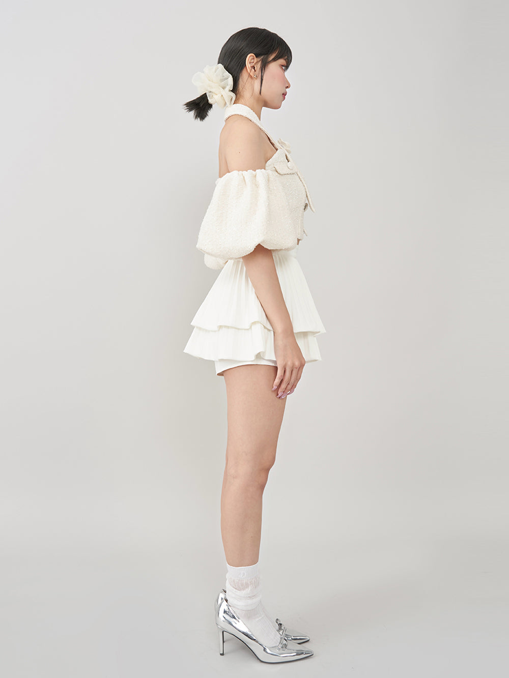 ナロープリーツティアードミニスカート