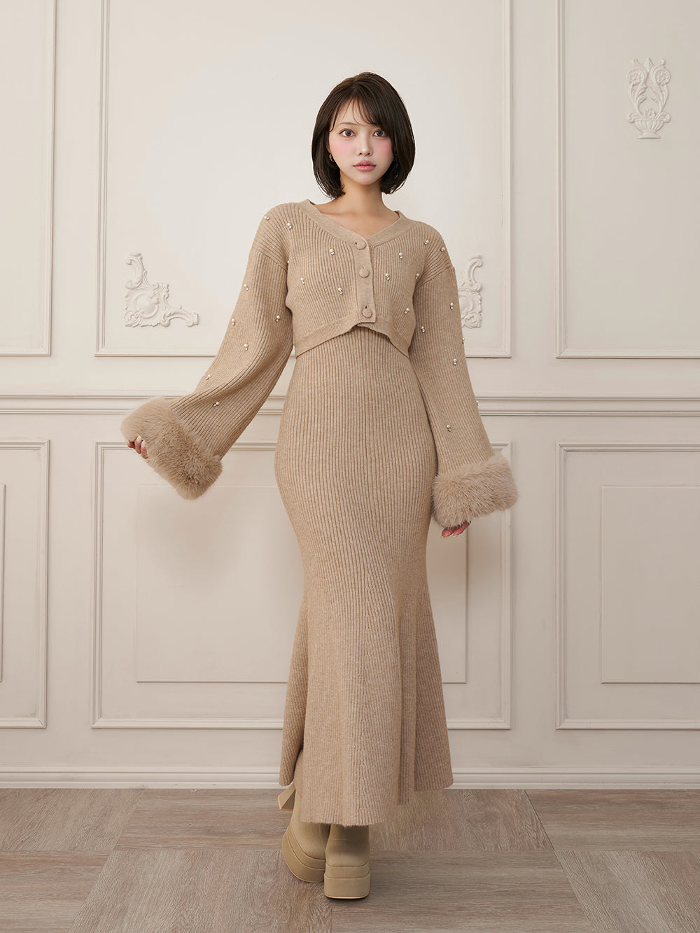 モデル：163cm（着用サイズ：FREE　着用カラー：BEG）