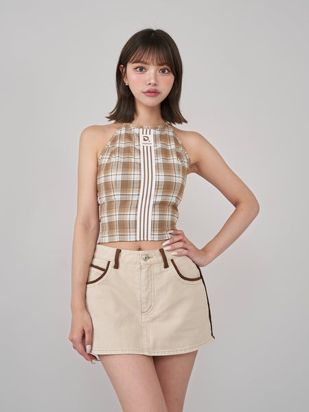 Remake-like Check Sleeveless Top