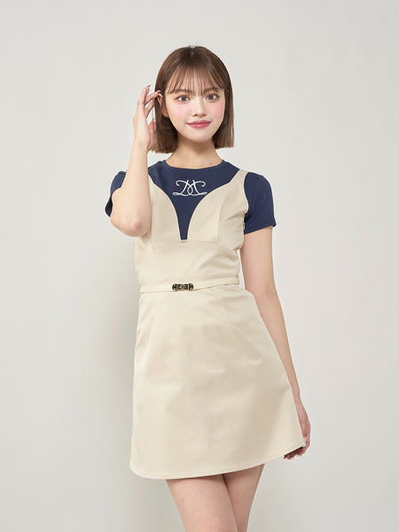 Nylon suspender overalls with waist belt