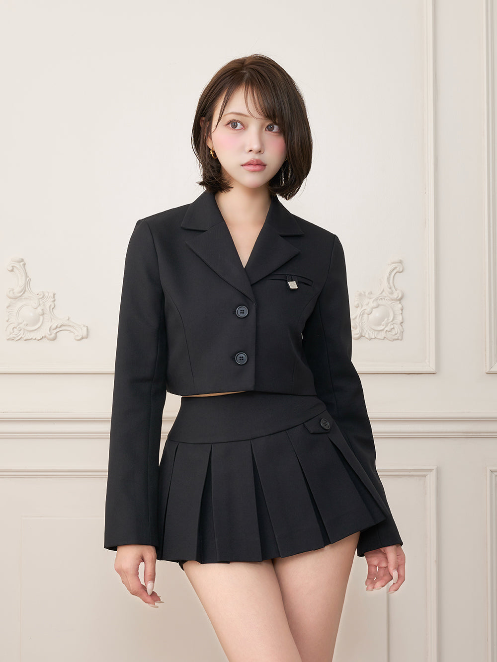 モデル：163cm（着用サイズ：S　着用カラー：BLK）