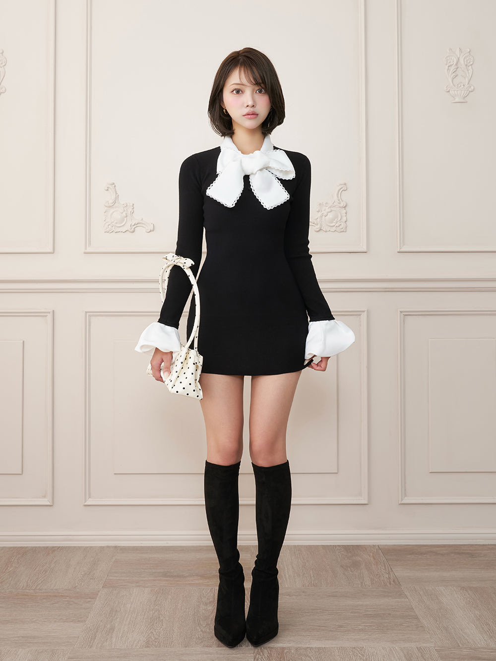 モデル：163cm（着用サイズ：FREE　着用カラー：BLK）
