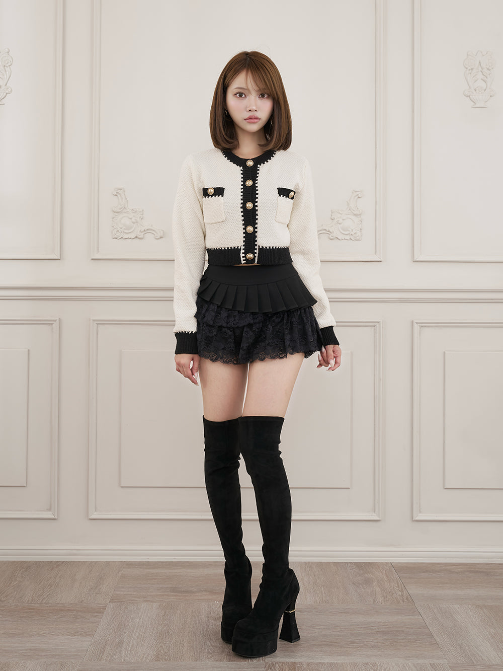 モデル：163cm（着用サイズ：S　着用カラー：BLK）