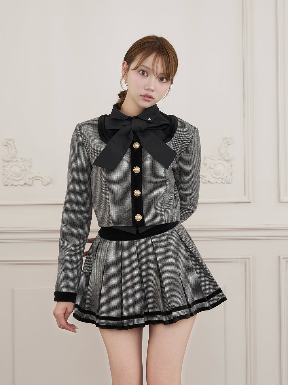モデル：163cm（着用サイズ：S　着用カラー：BLK）