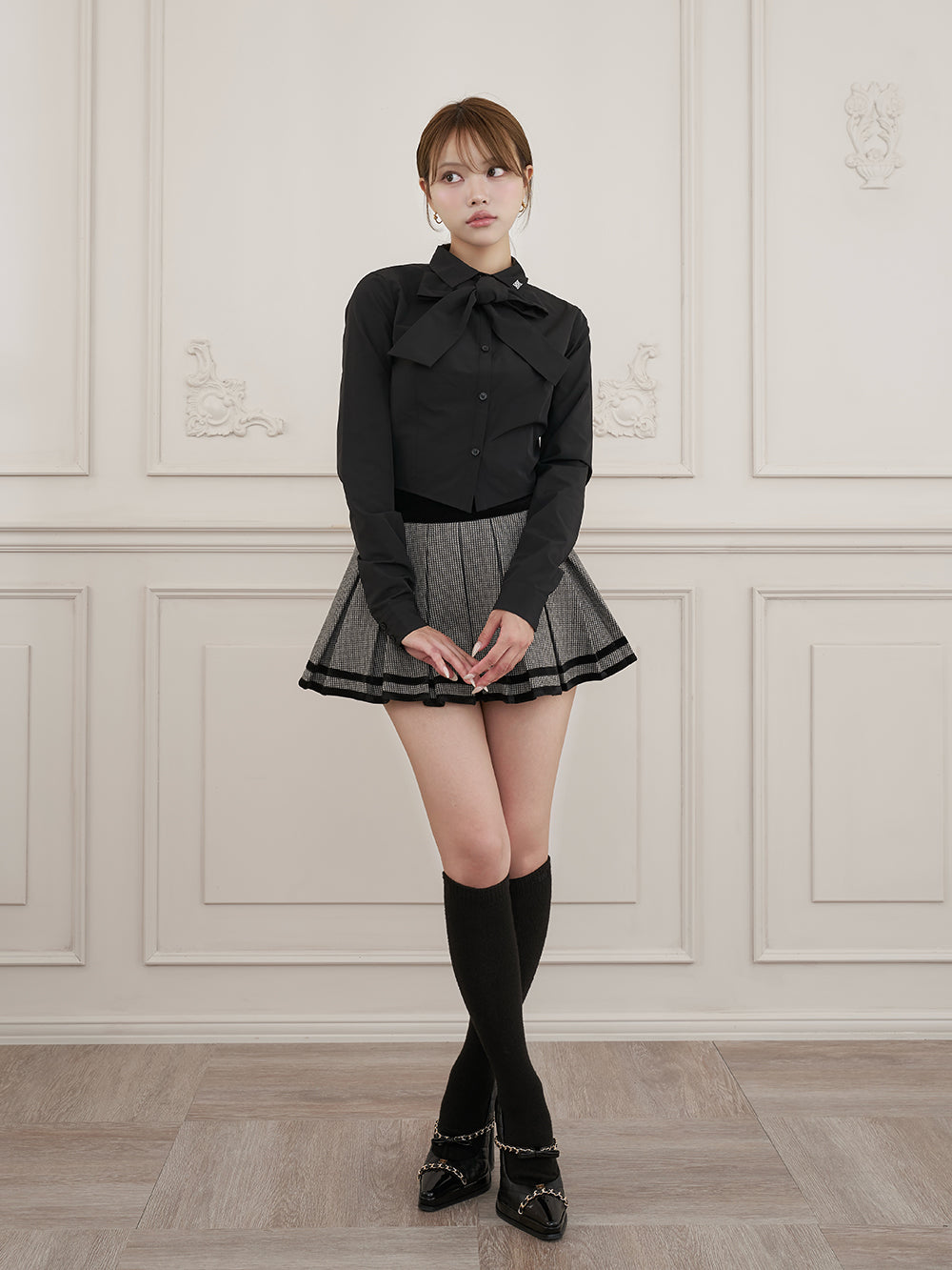 モデル：163cm（着用サイズ：S　着用カラー：BLK）