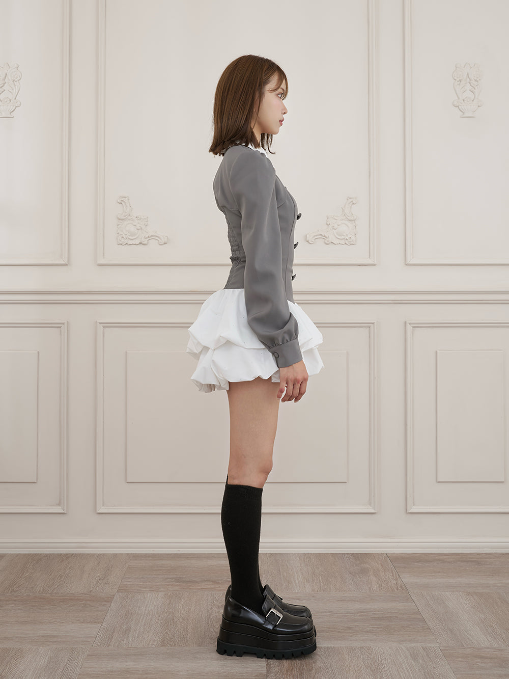 モデル：163cm（着用サイズ：FREE　着用カラー：GRY）