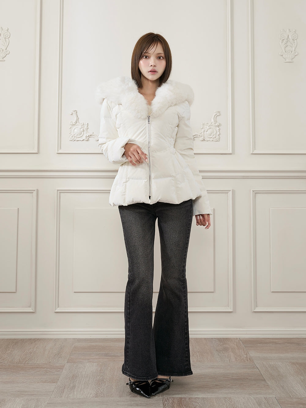 モデル：163cm（着用サイズ：S　着用カラー：WHT）