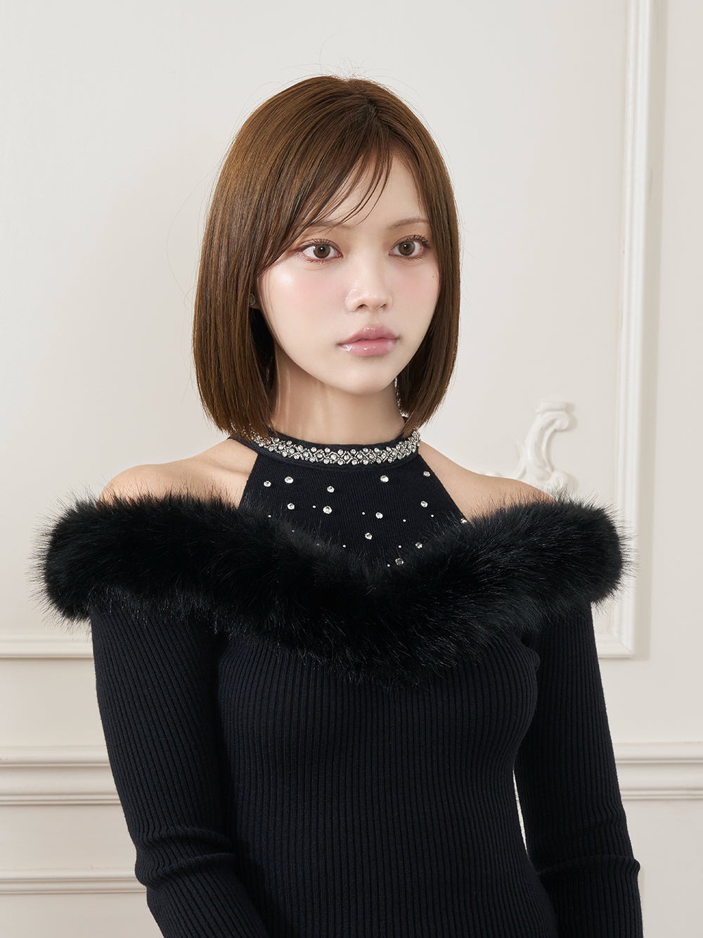 モデル：163cm（着用サイズ：FREE　着用カラー：BLK）