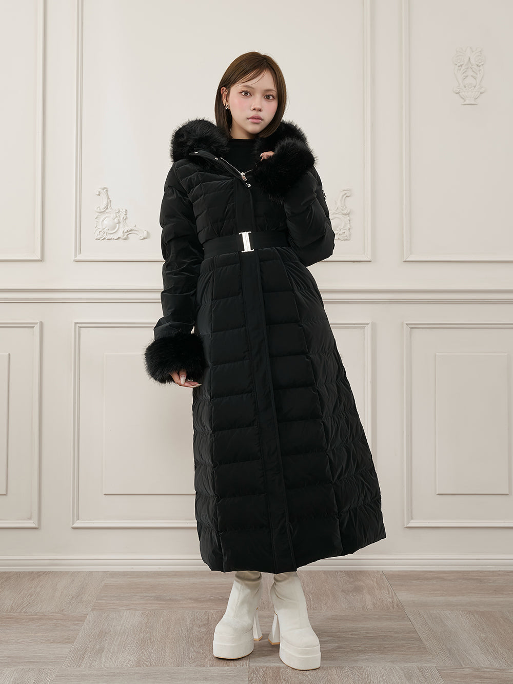 モデル：163cm（着用サイズ：S　着用カラー：BLK）