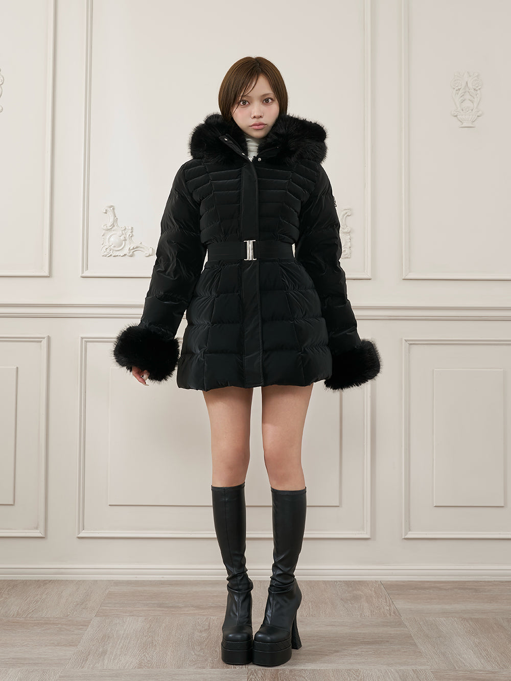 モデル：163cm（着用サイズ：S　着用カラー：BLK）