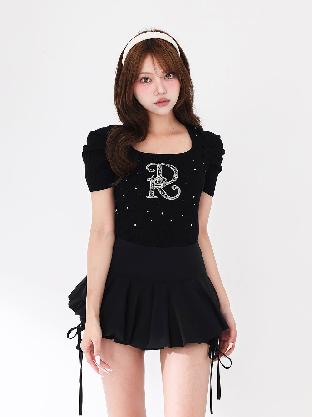 パフショルDRロゴビジューニットトップス – Darich