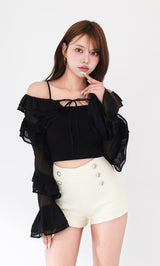 モデル：163cm（着用サイズ：FREE　着用カラー：BLK）