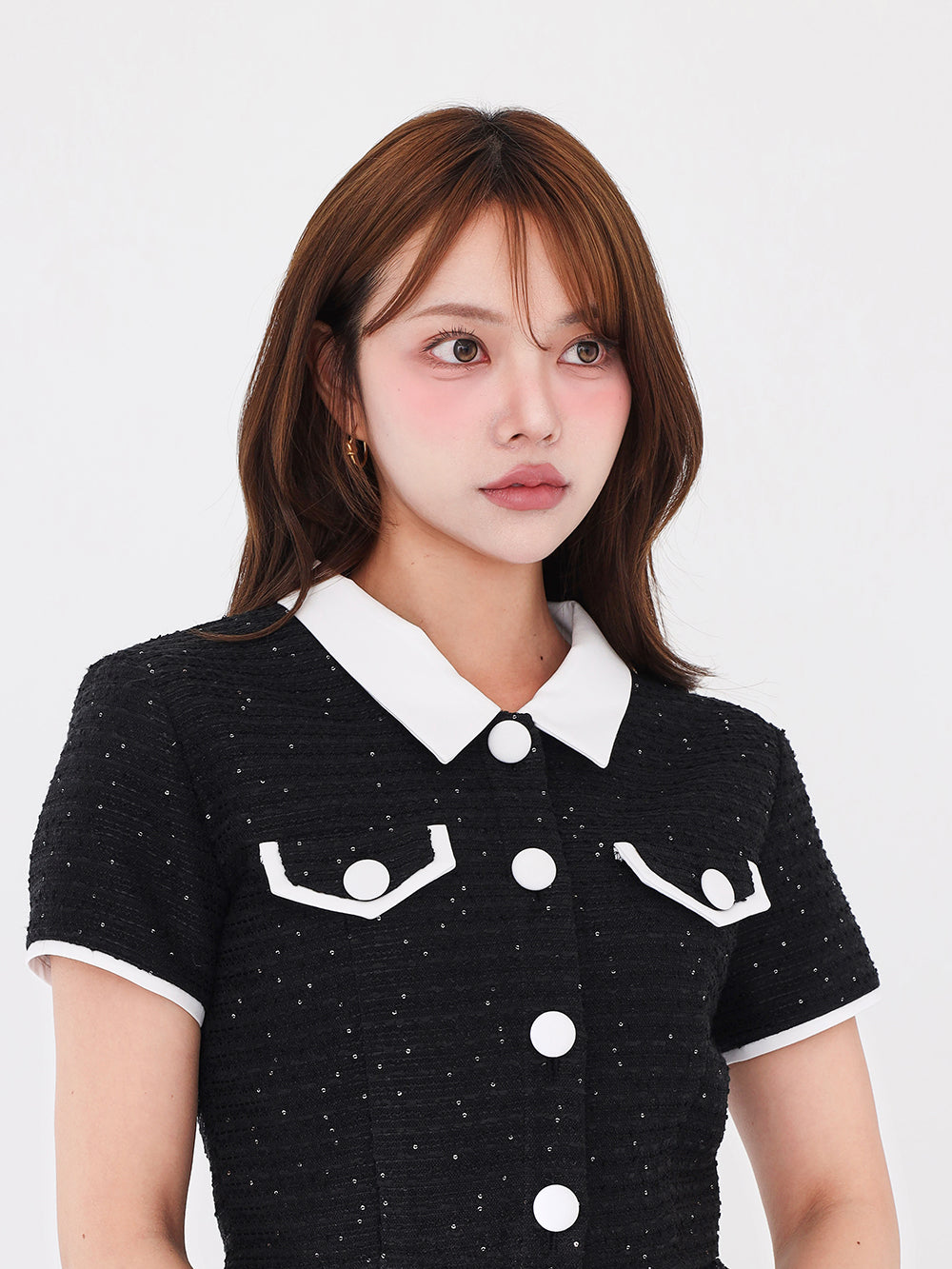 モデル：163cm（着用サイズ：M　着用カラー：BLK）