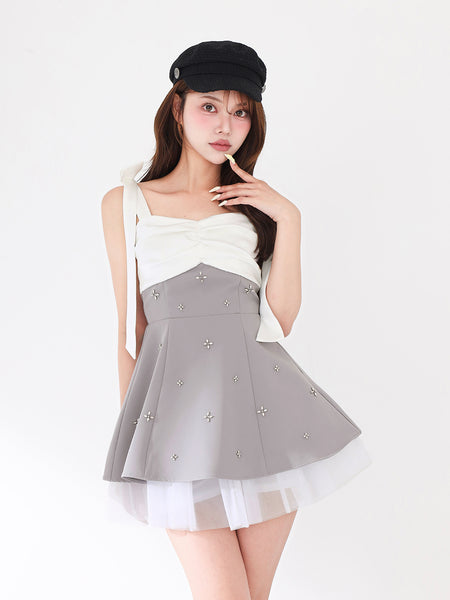 Ribbon Glow Flare Mini Dress