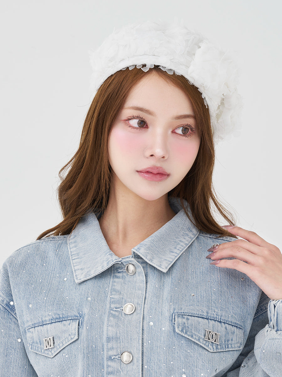 モデル：163cm（着用サイズ：M　着用カラー：I-BLU）