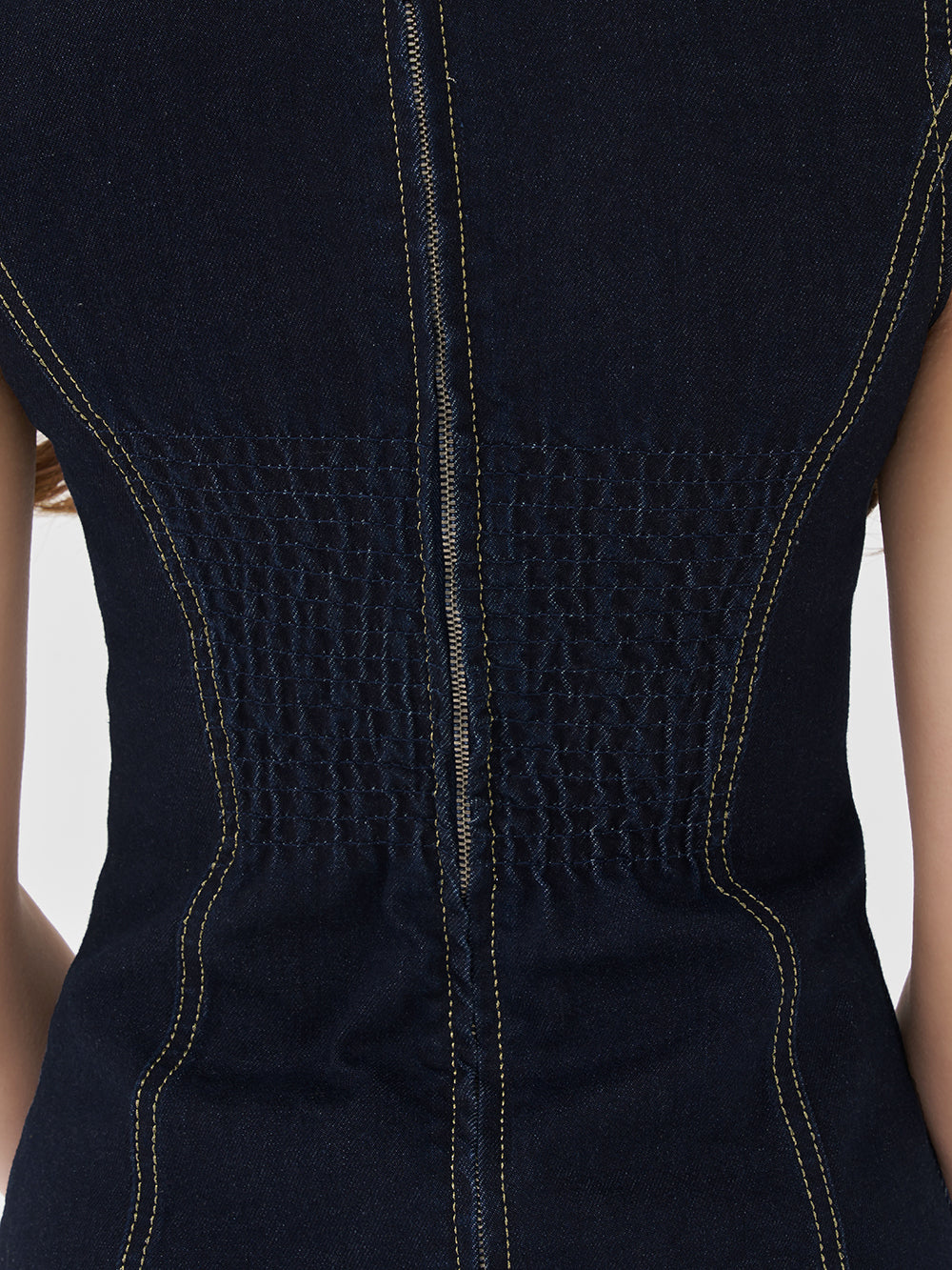 ダブルプリーツデニムミニワンピース