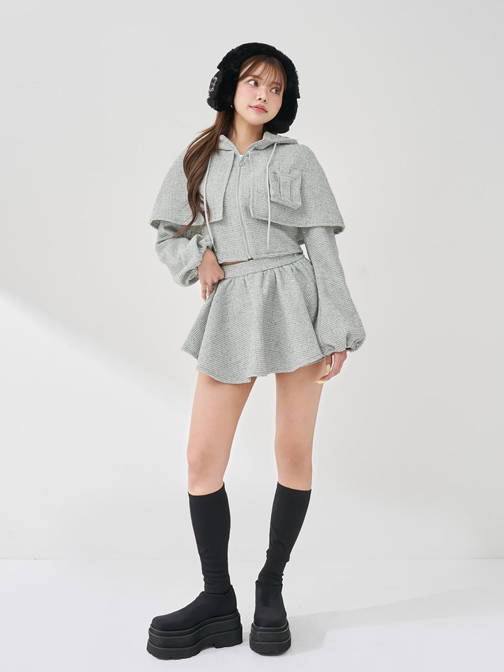 モデル：163cm（着用サイズ：FREE　着用カラー：GRY）