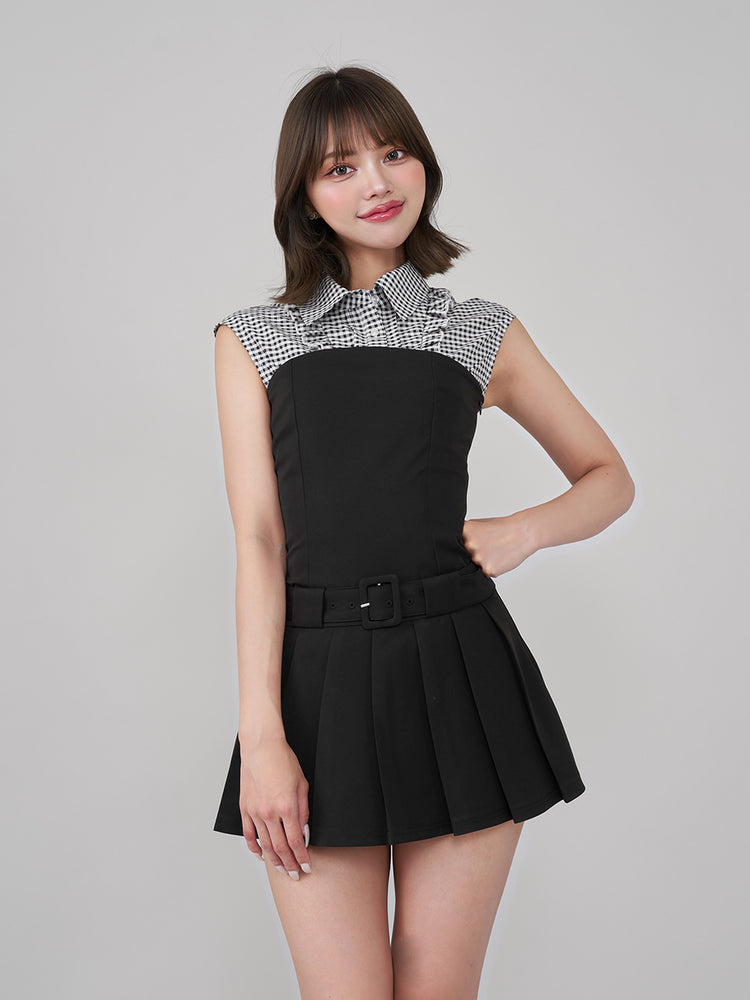 Tess blouse mini dress beige