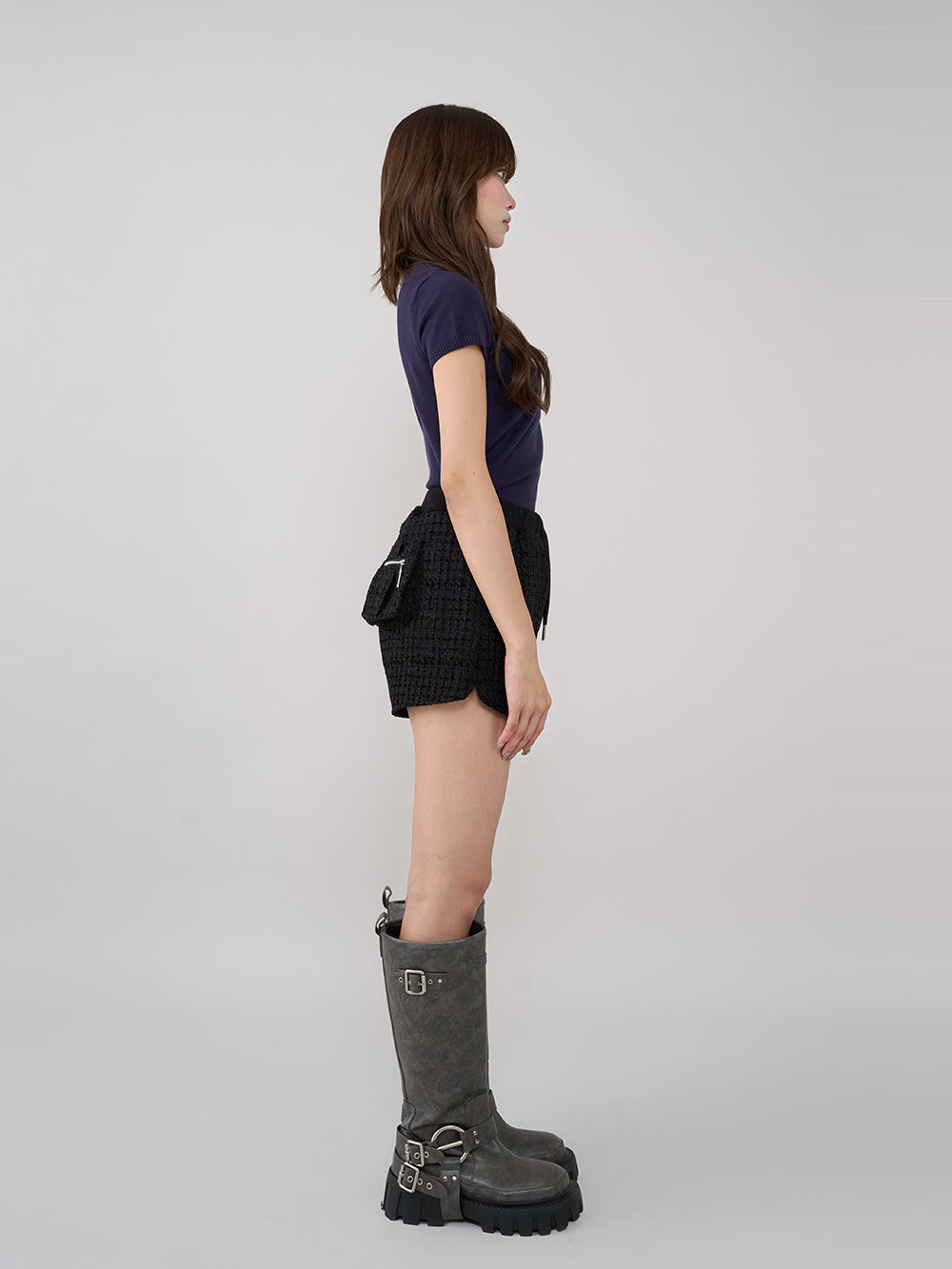 モデル：163cm（着用サイズ：FREE　着用カラー：BLK）