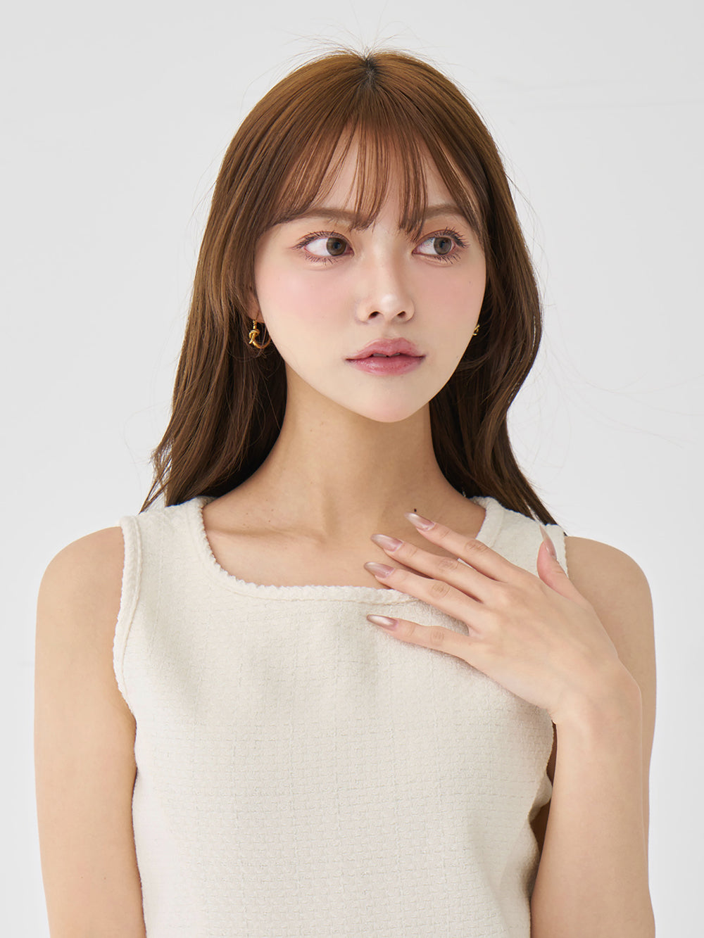 ツイードアンサンブルノースリミニワンピース