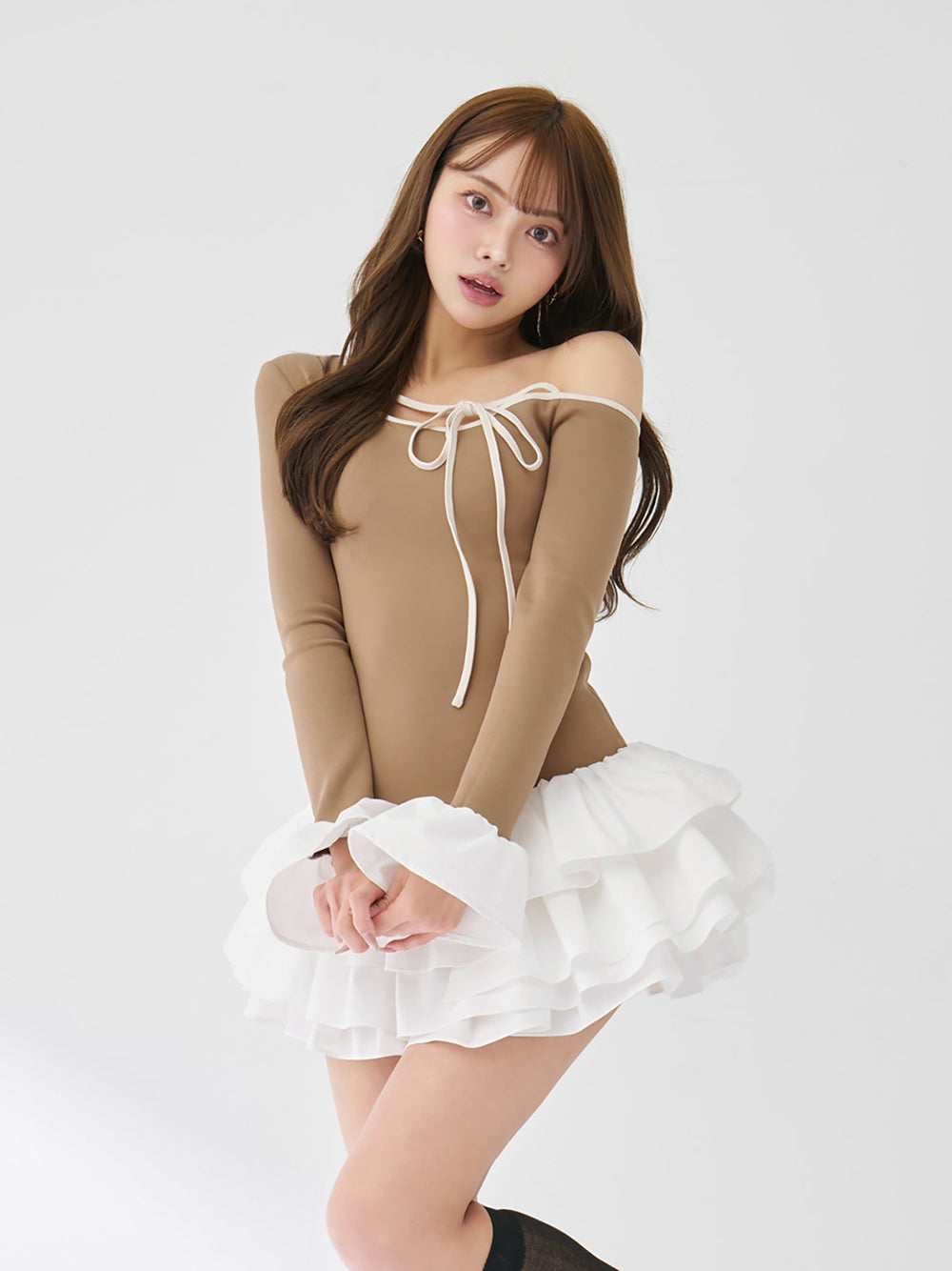 モデル：163cm（着用サイズ：FREE　着用カラー：BEG）