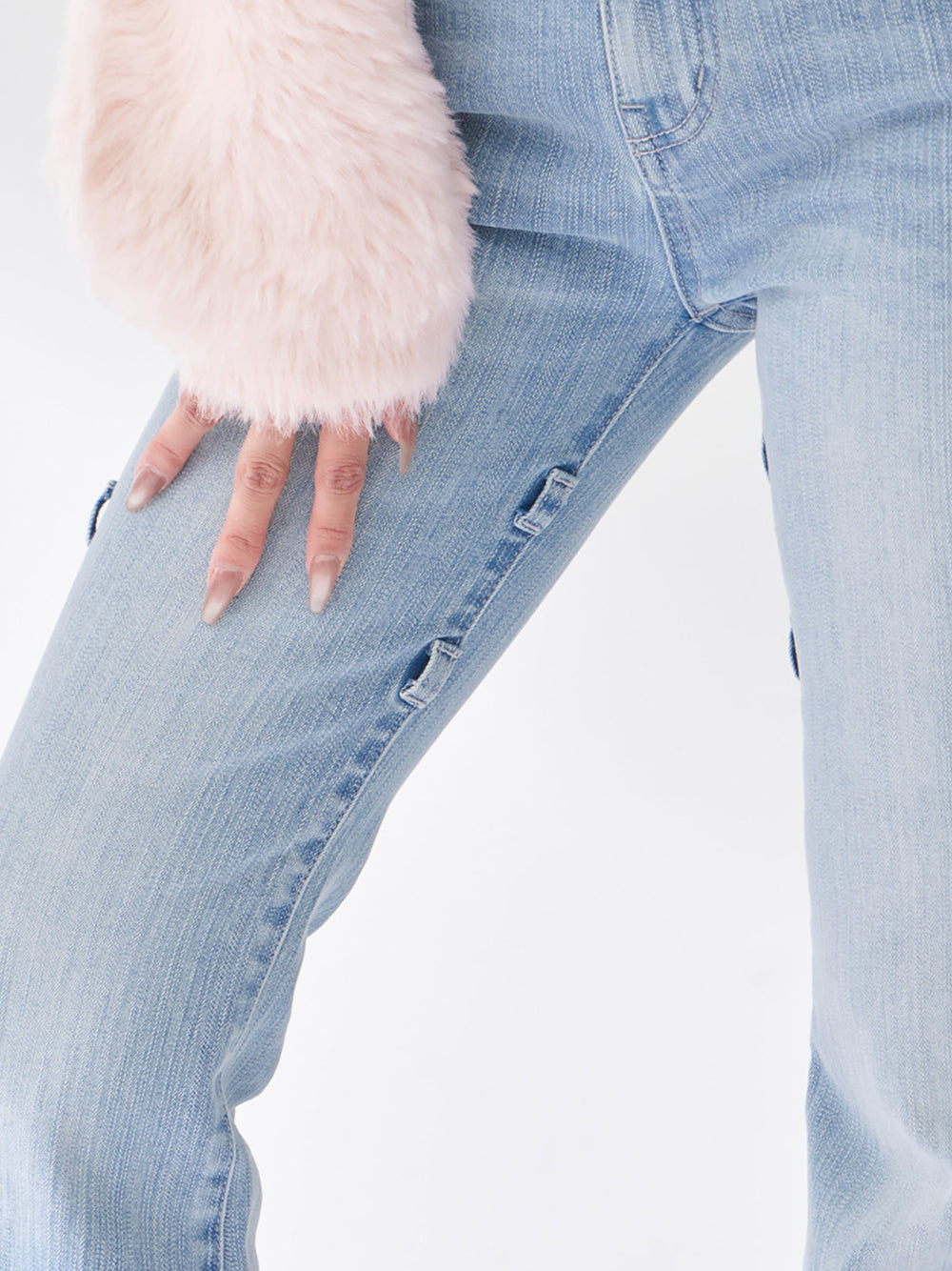 【予約商品】ピコレースハイウエストフレアデニム