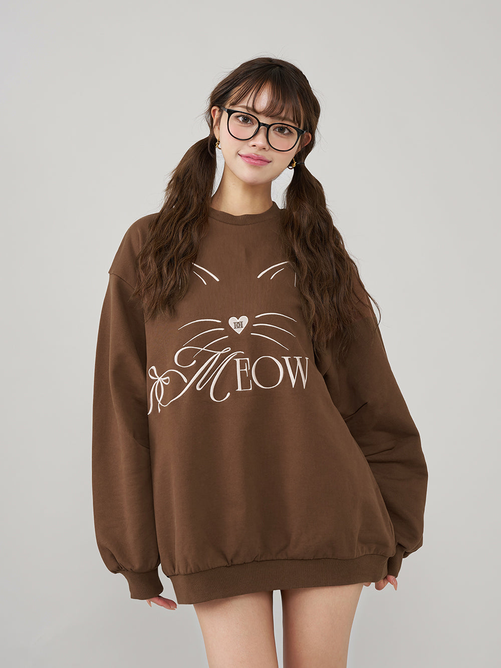 MEOWルーズスウェットプルオーバー - brn