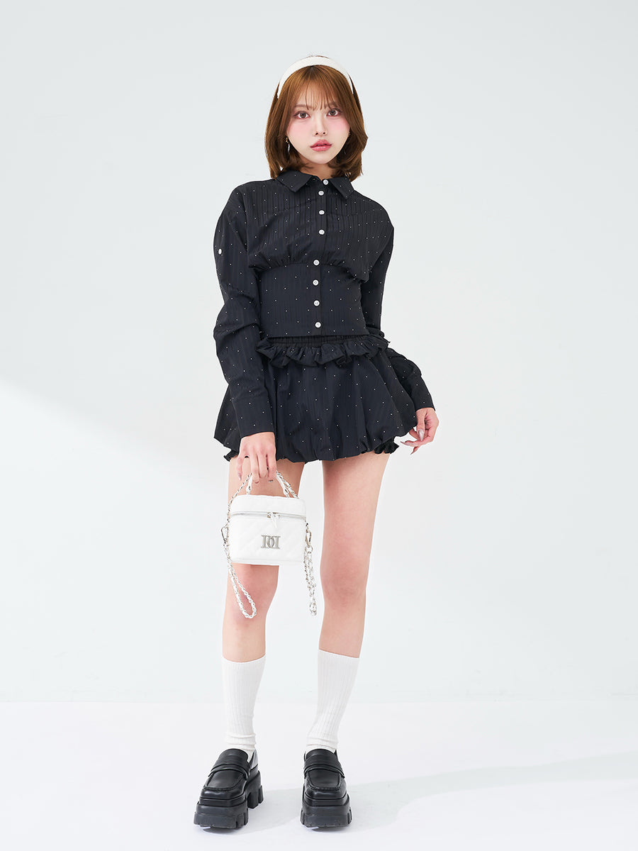 モデル：163cm（着用サイズ：FREE　着用カラー：BLK）