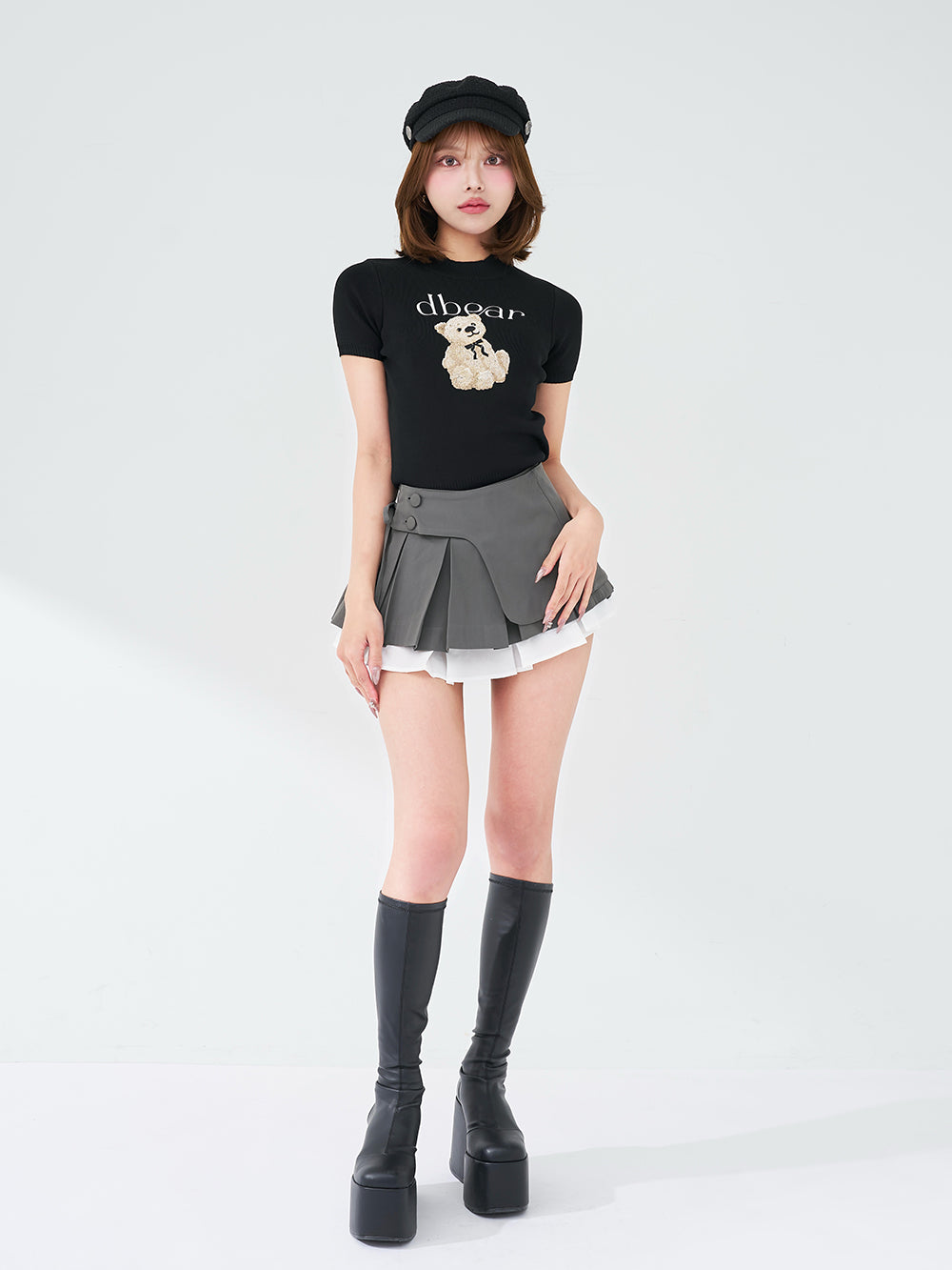 モデル：163cm（着用サイズ：FREE　着用カラー：BLK）
