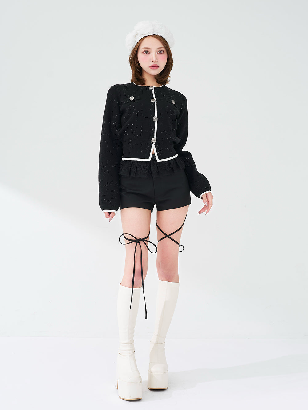 モデル：163cm（着用サイズ：S　着用カラー：BLK）