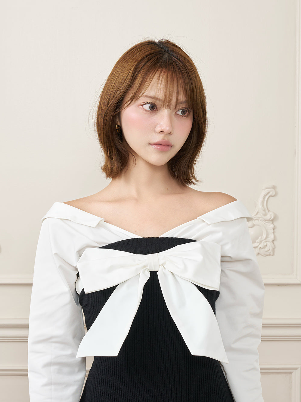 モデル：163cm（着用サイズ：FREE　着用カラー：BLK）