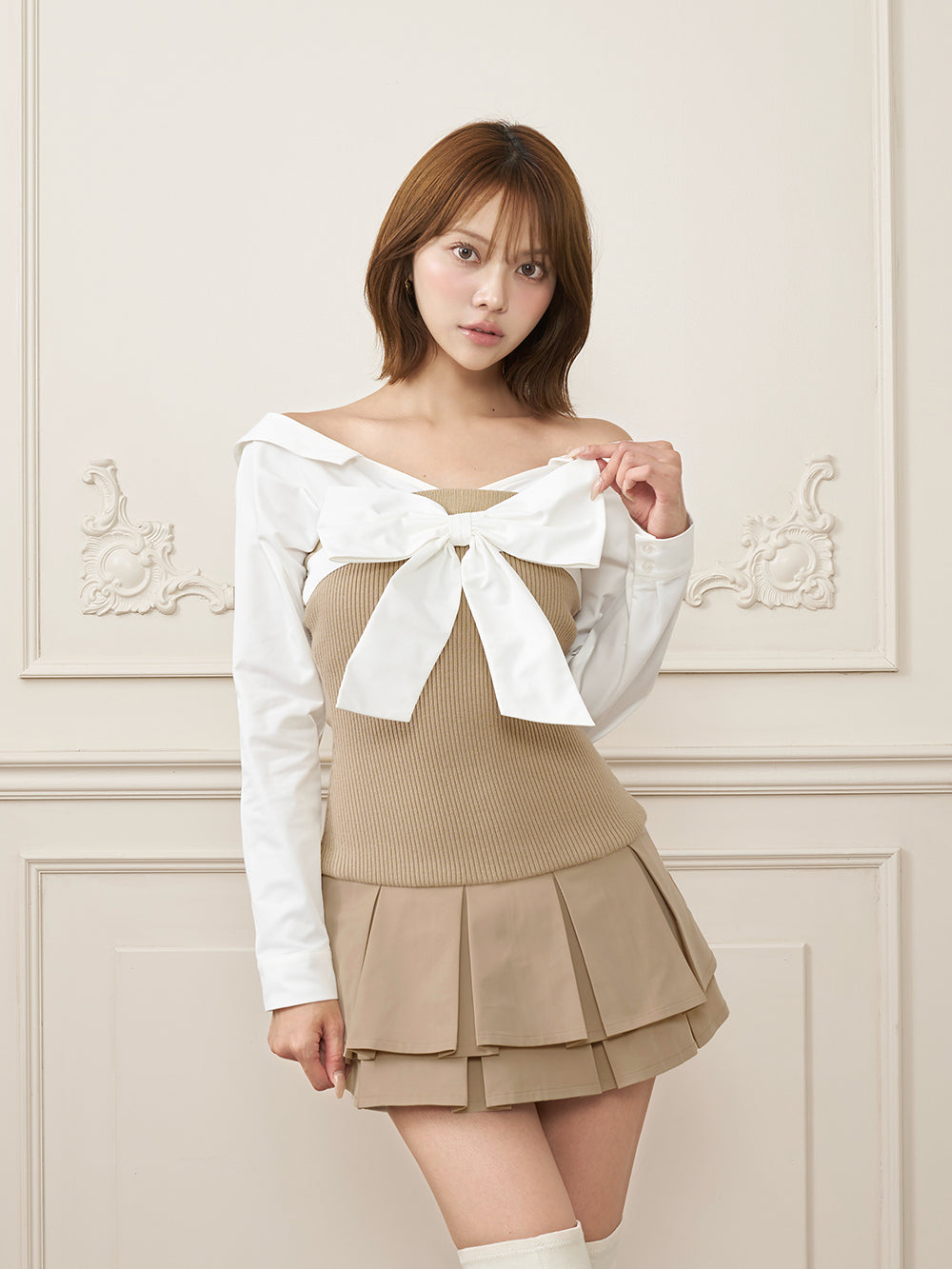 Darich ダーリッチ　シャツドッキングプリーツミニワンピース シャツドッキングダブルプリーツミニワンピース – Darich