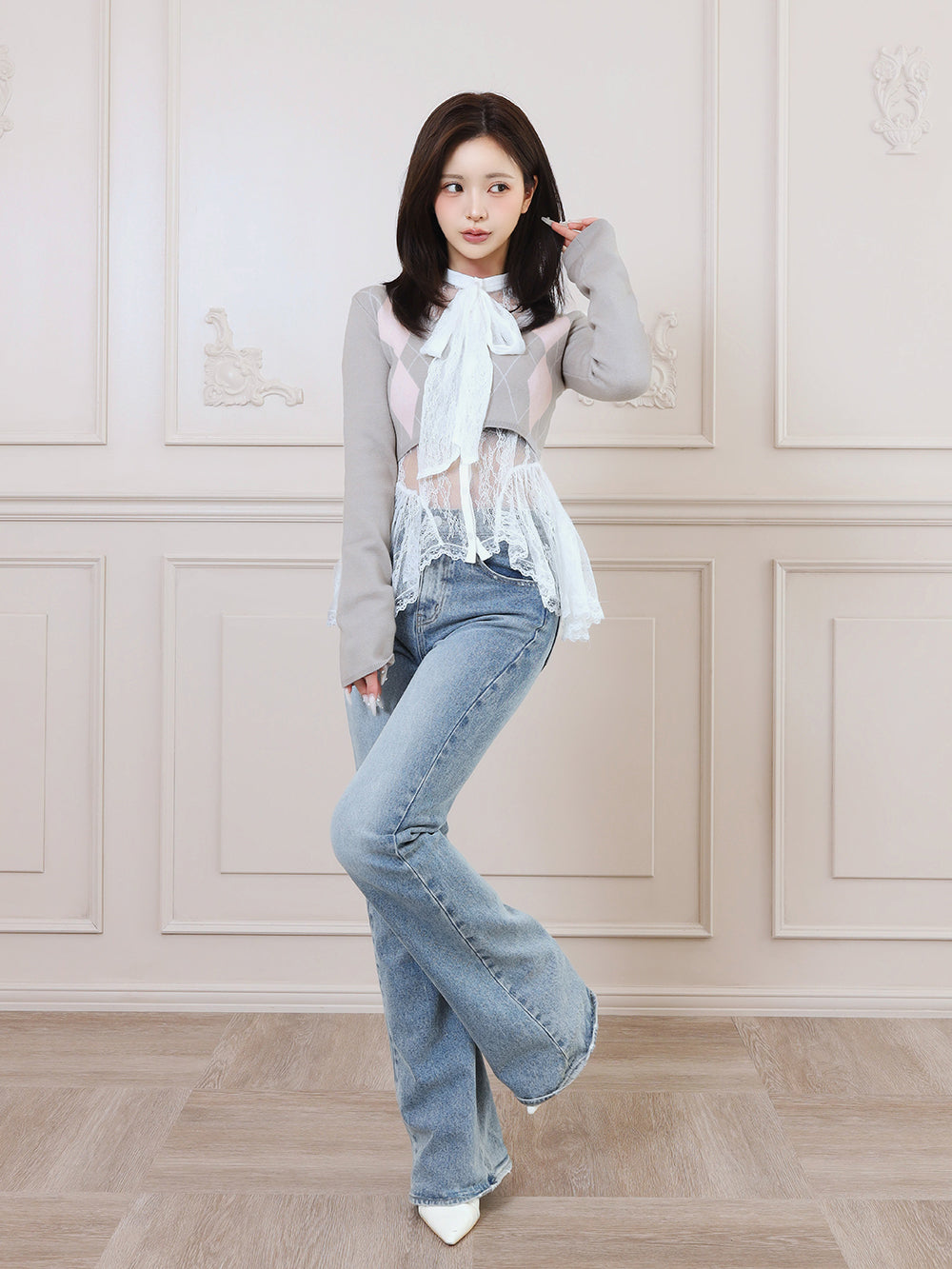 モデル：158cm（着用サイズ：FREE　着用カラー：GRY）
