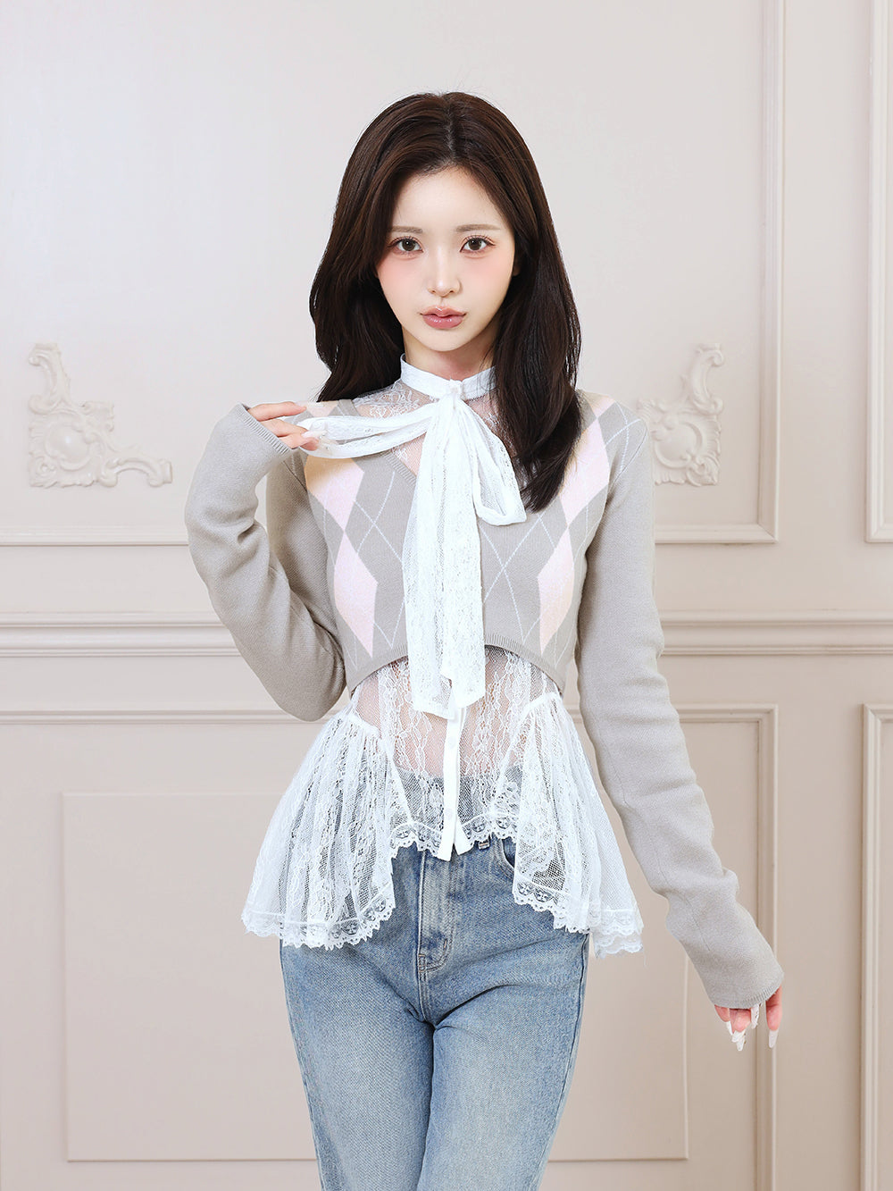 モデル：158cm（着用サイズ：FREE　着用カラー：GRY）