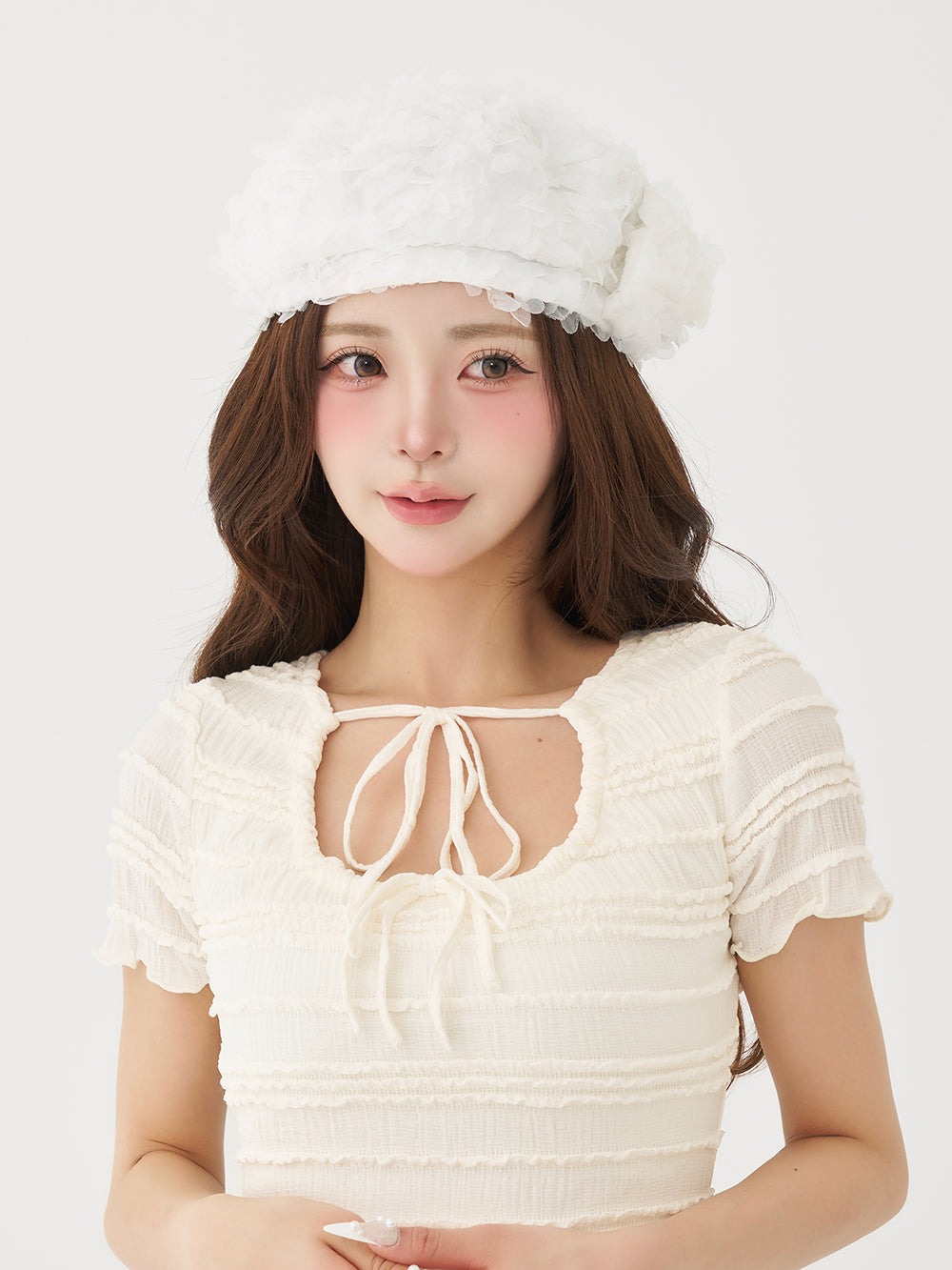 モデル：158cm（着用サイズ：FREE　着用カラー：IVO）