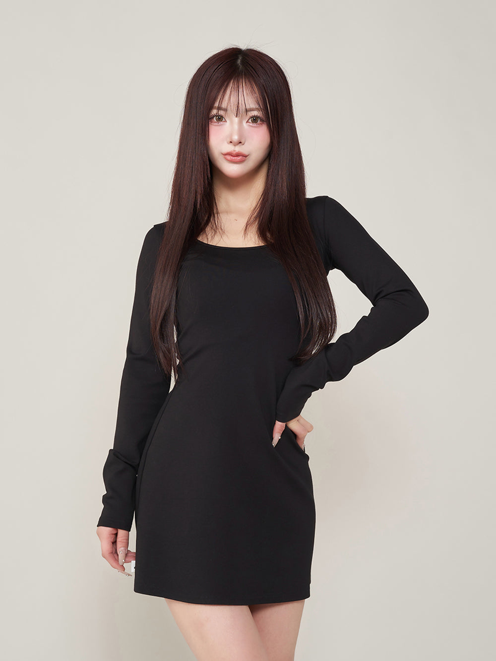 シルエットカットミニワンピース - blk