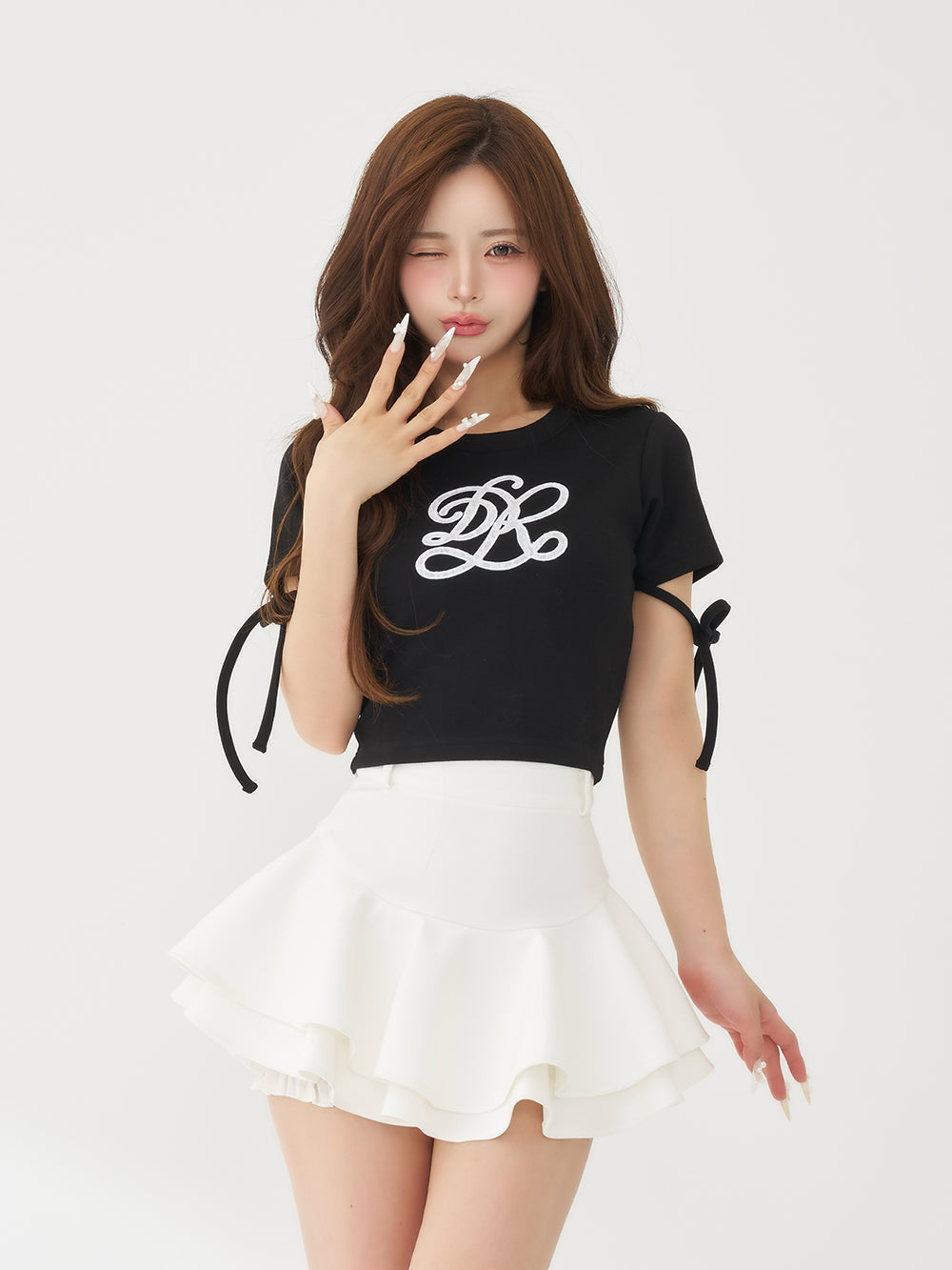 シグネチャーDRレースロゴカットトップス - blk