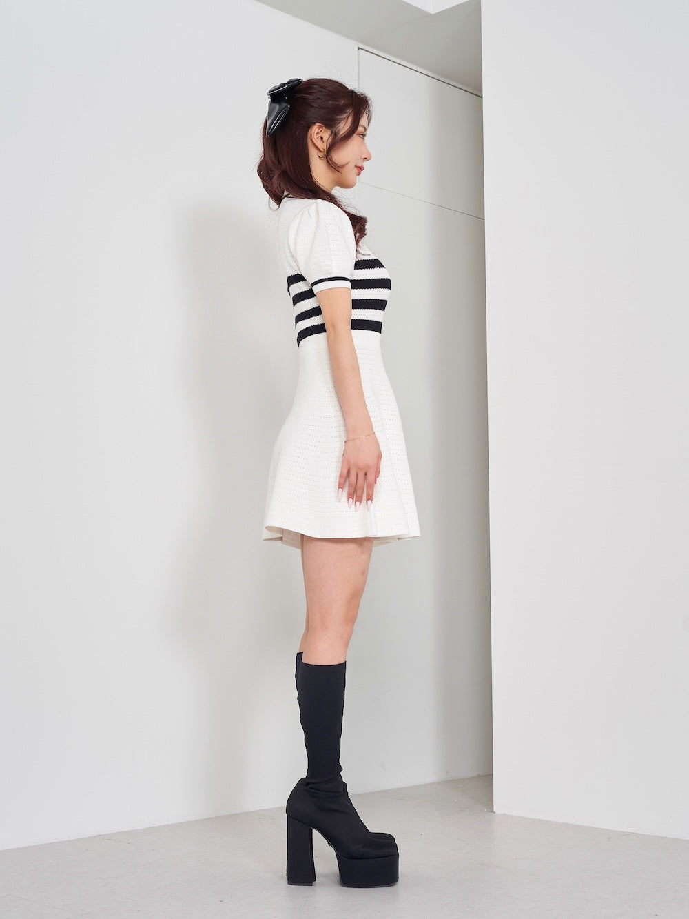 ボーダーニットフレアミニワンピース – Darich (ダーリッチ)